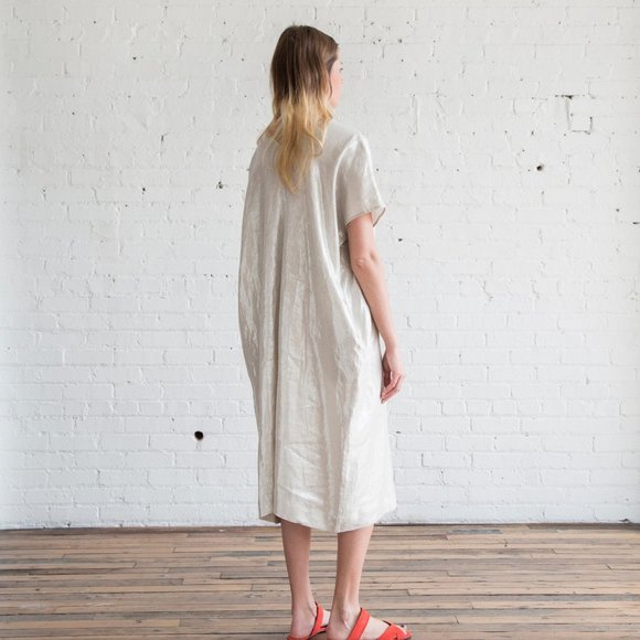 Horses Atelier Smoking Dress in Italian Metallic Linen size 1 - Picture 8 of 13